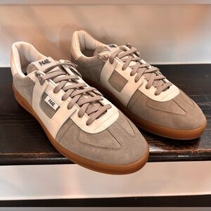 P448 Men's Taupe Suede & Cream Leather Sneakers with Gum Sole